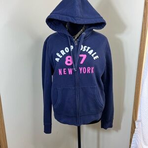Aeropostale Navy and Pink Hoodie Sweater